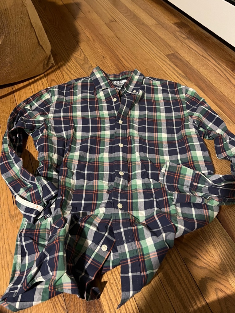Classic Men's Plaid Button-Down Shirt - Navy & Green